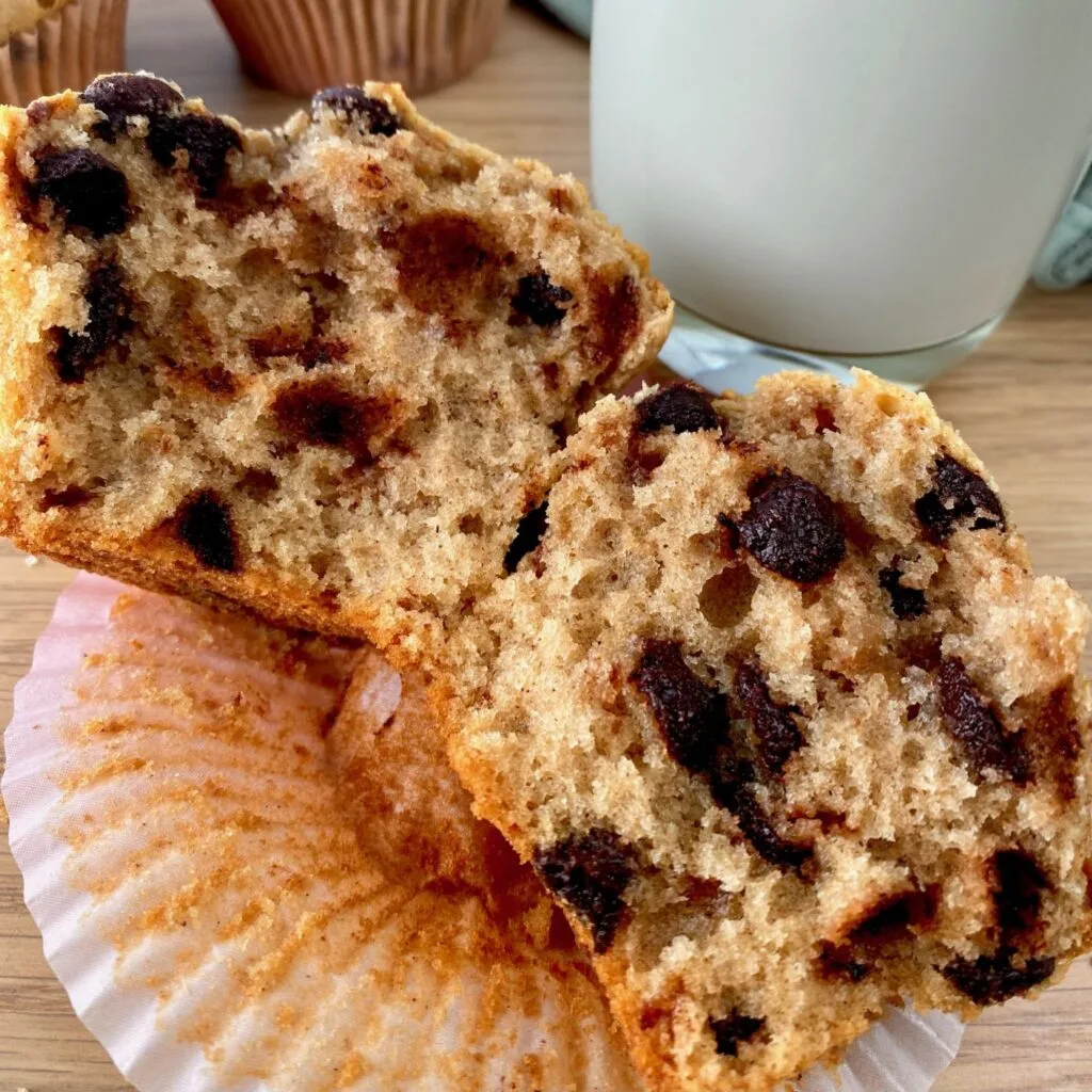 Loaded Chocolate Chip Muffins inside