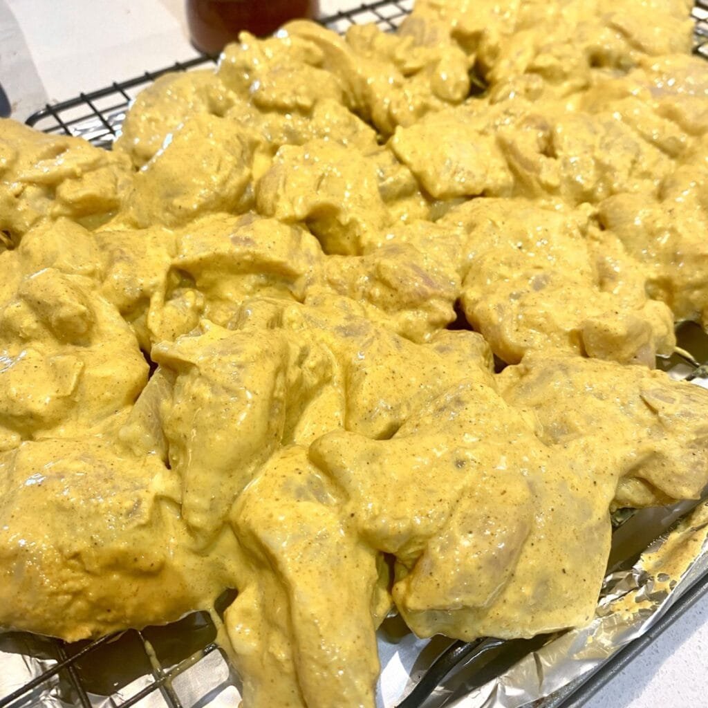 Marinated Chicken on wire rack