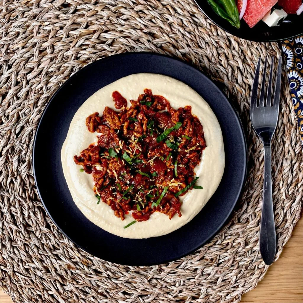 Ground Lamb with Hummus