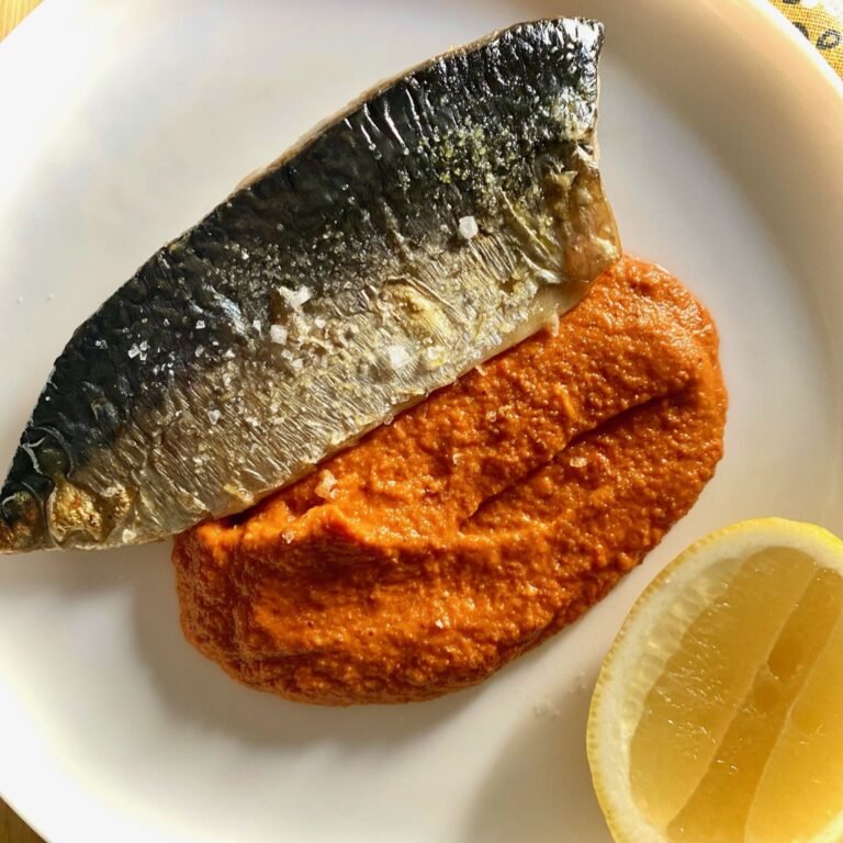 Grilled Mackerel with Romesco Sauce