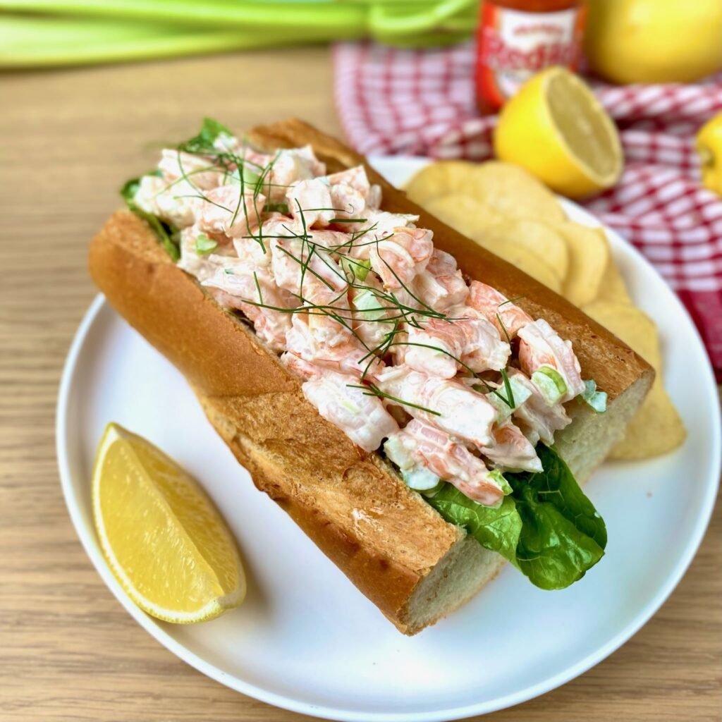 Poached Shrimp Baguette Rolls with Potato Chips