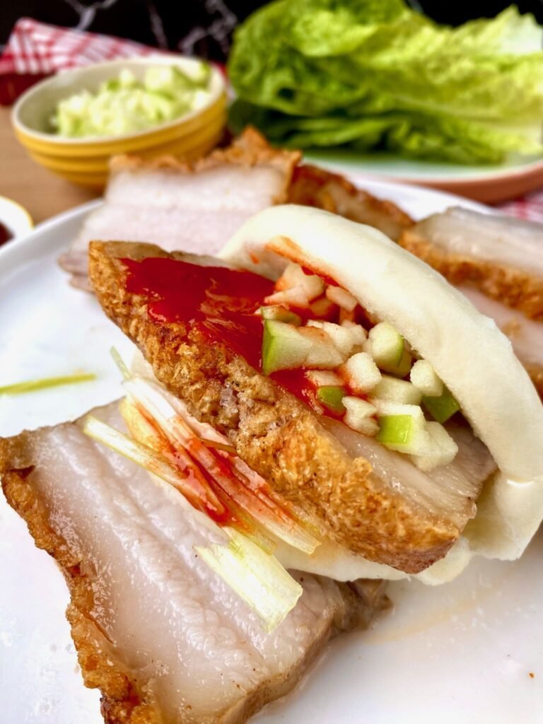 Crispy Pork Belly Bao Buns with Sauce