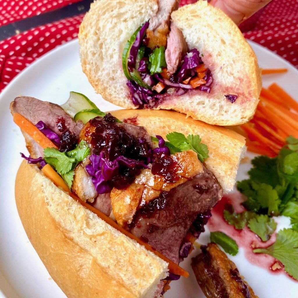Duck Banh Mi with a Cherry Sauce