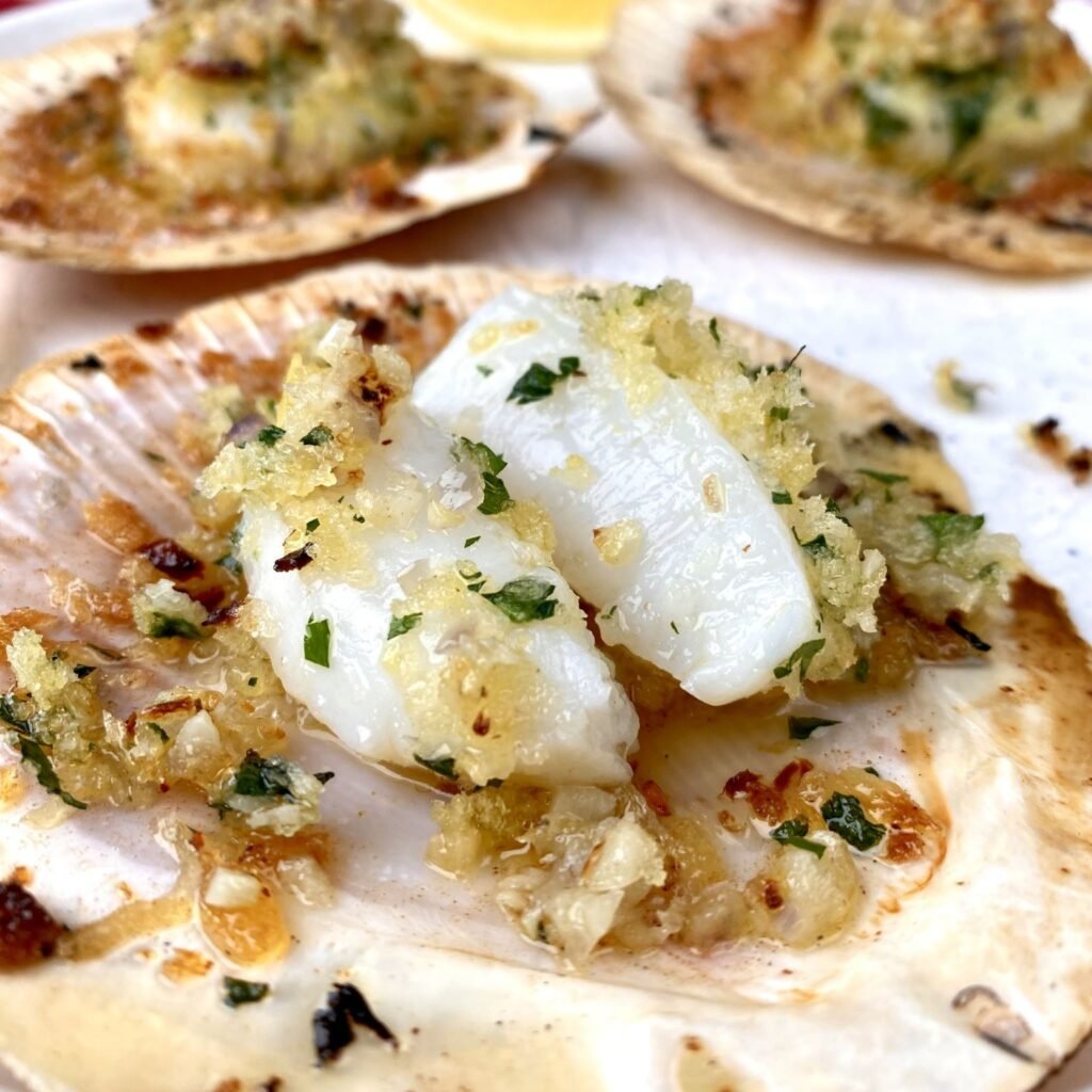 Perfectly cooked Scallops under the Broiler