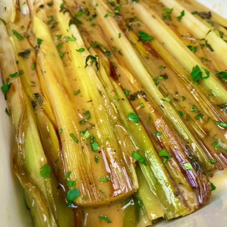 Braised Leeks with Lemon Mustard Sauce