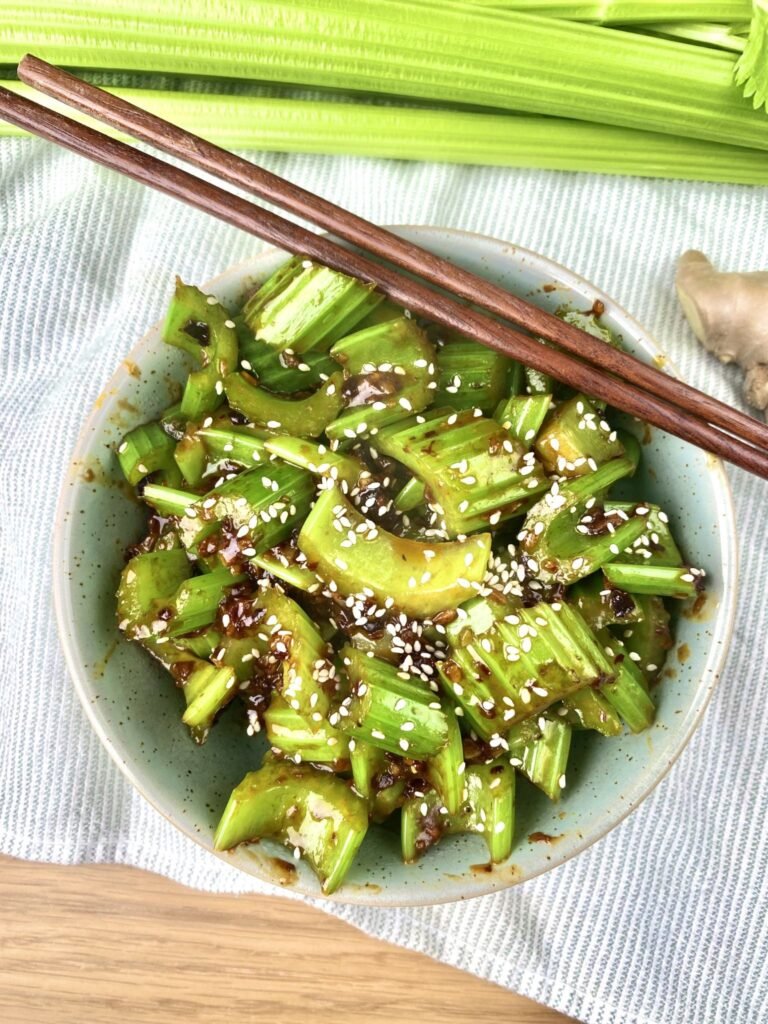 Spicy Celery Stir Fry with Sesame Seeds