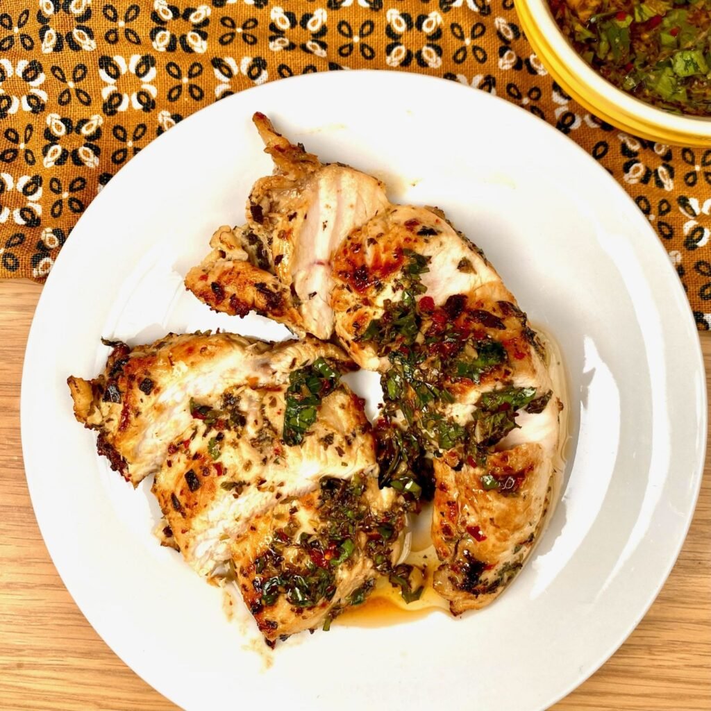 Steakhouse Grilled Chicken with Chimichurri marinade