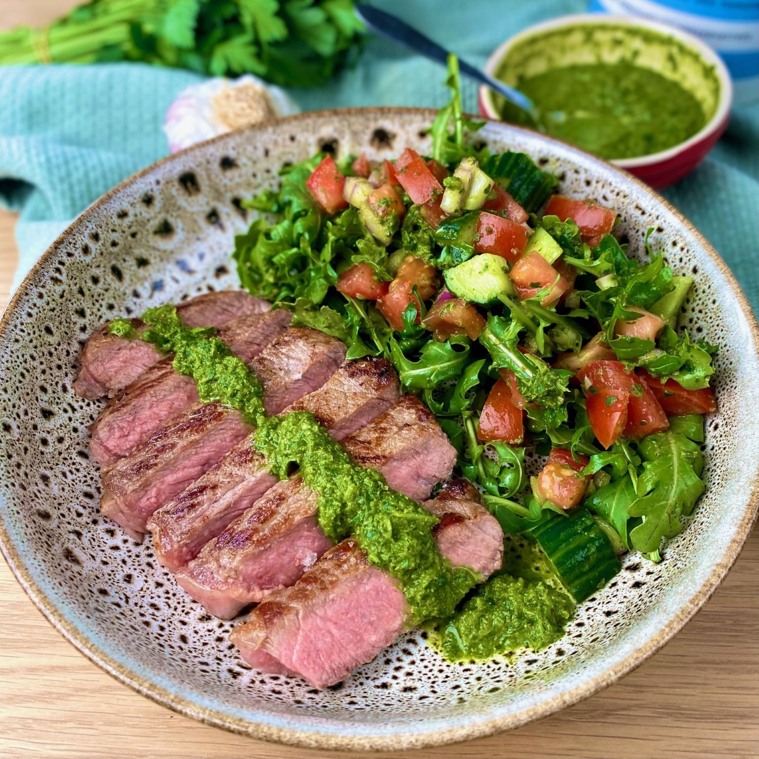 Grilled Steak with Zhoug Sauce