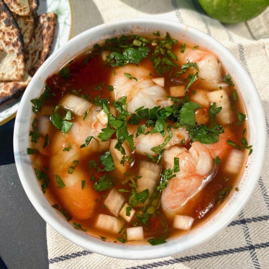 Poached Shrimp in Ceviche Sauce