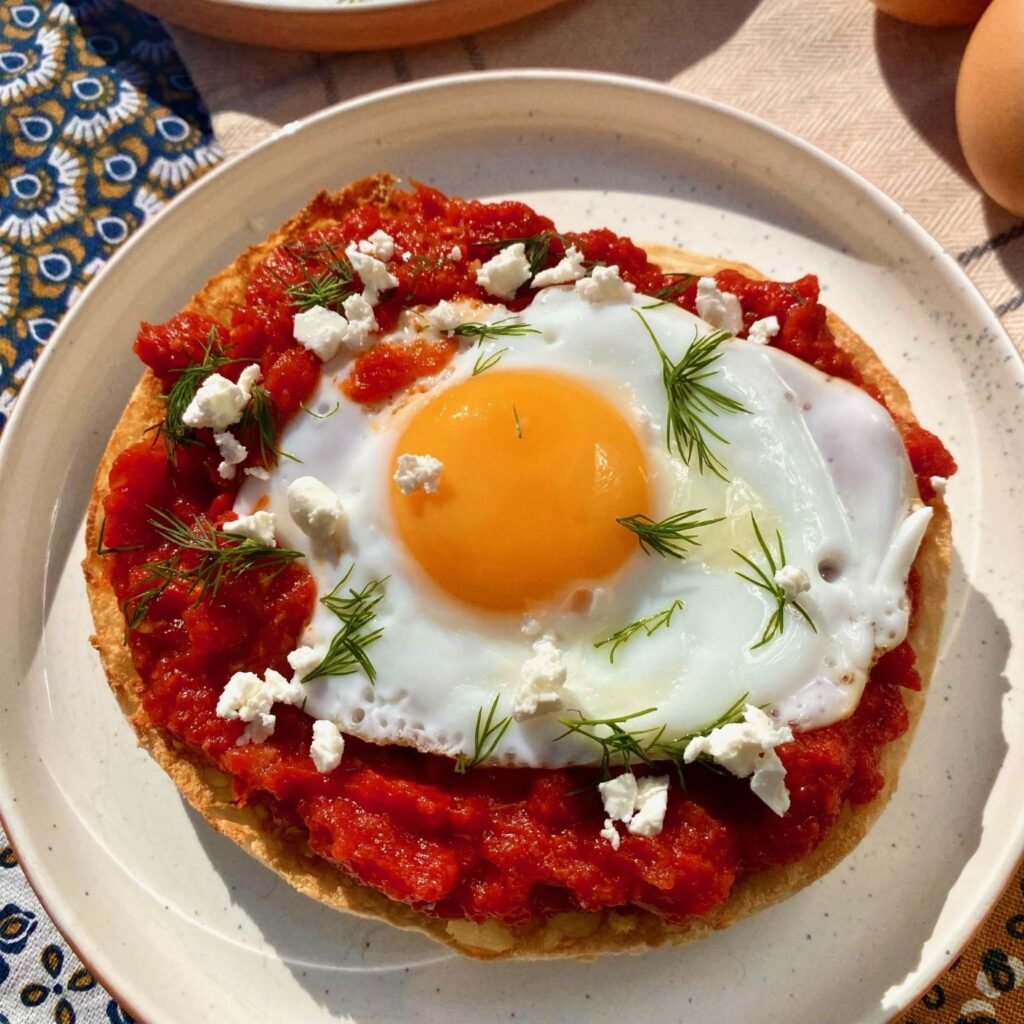 Shakshuka Toast with Feta Cheese