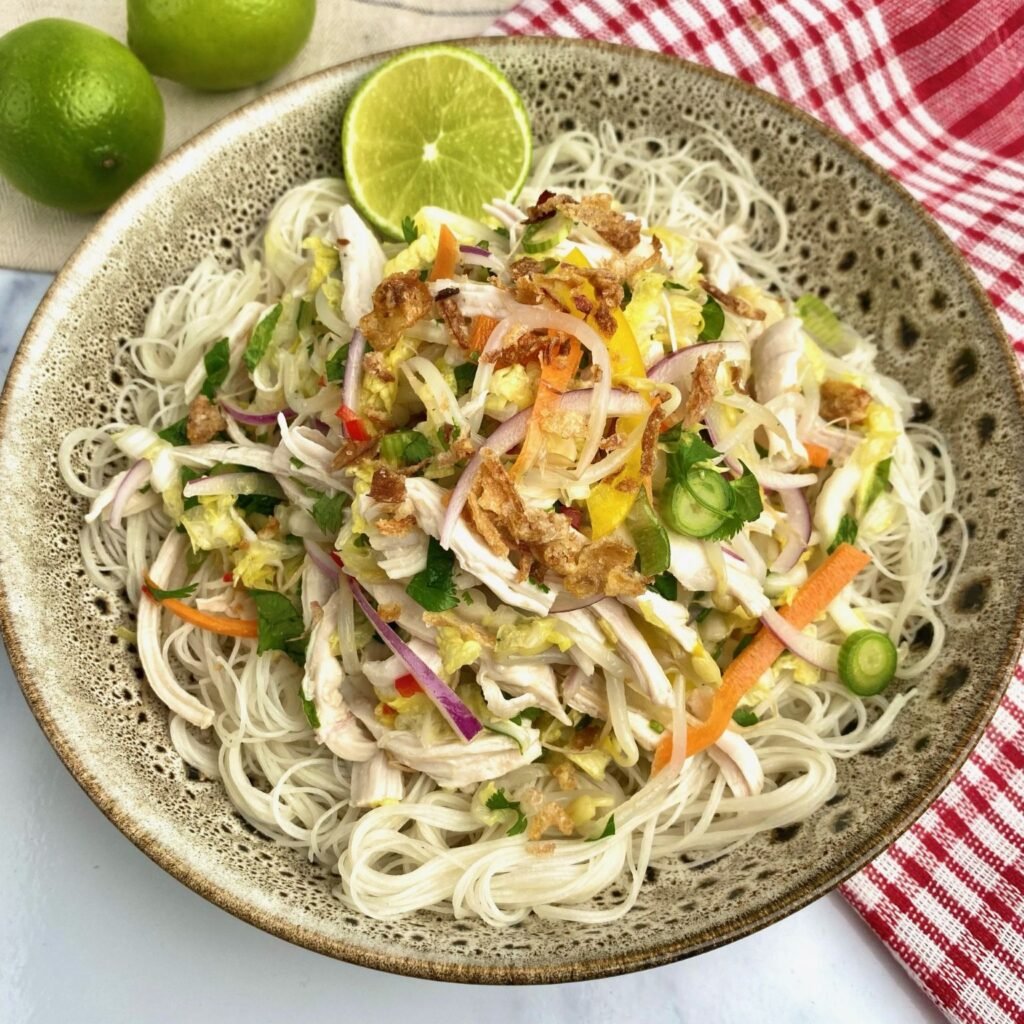 Plating Coconut Poached Chicken Salad
