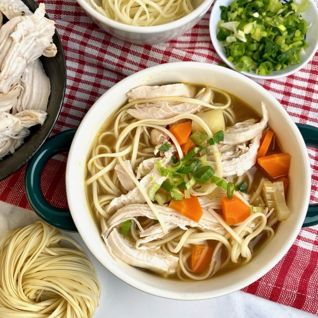 Making Poached Chicken Noodle Soup