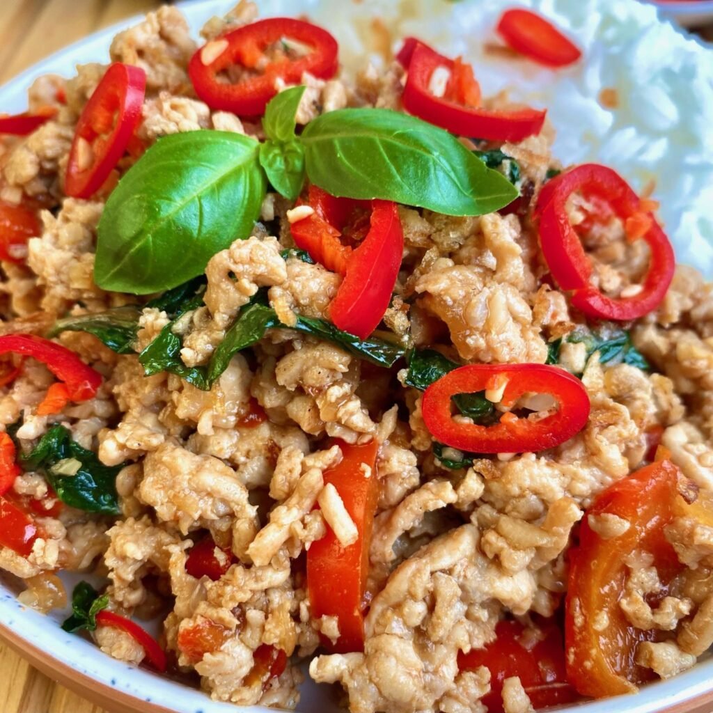 Thai Basil Chicken plating