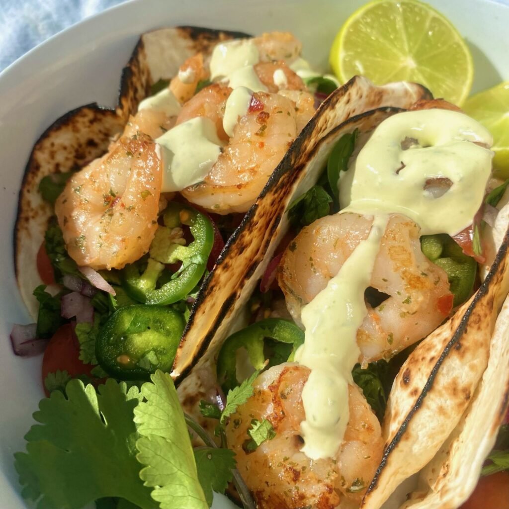 Shrimp Tacos with Lime Crema Recipe
