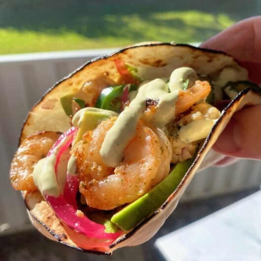 Shrimp Tacos with Lime Crema