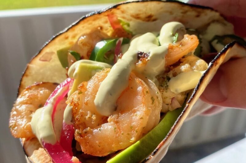 Shrimp Tacos with Lime Crema