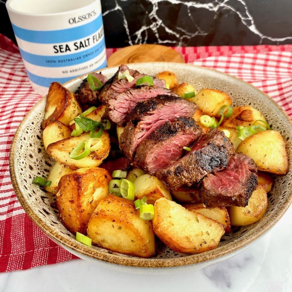 Serving Steak and Potatoes