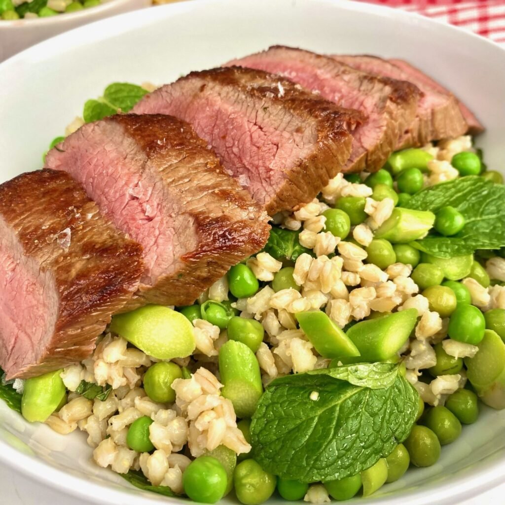 Our Lamb and Pea Barley Salad Blanching Peas and Asparagus