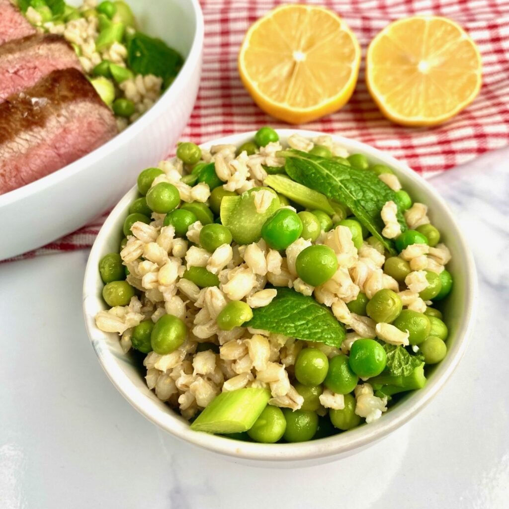 Pea Mint and Barley Salad Serving