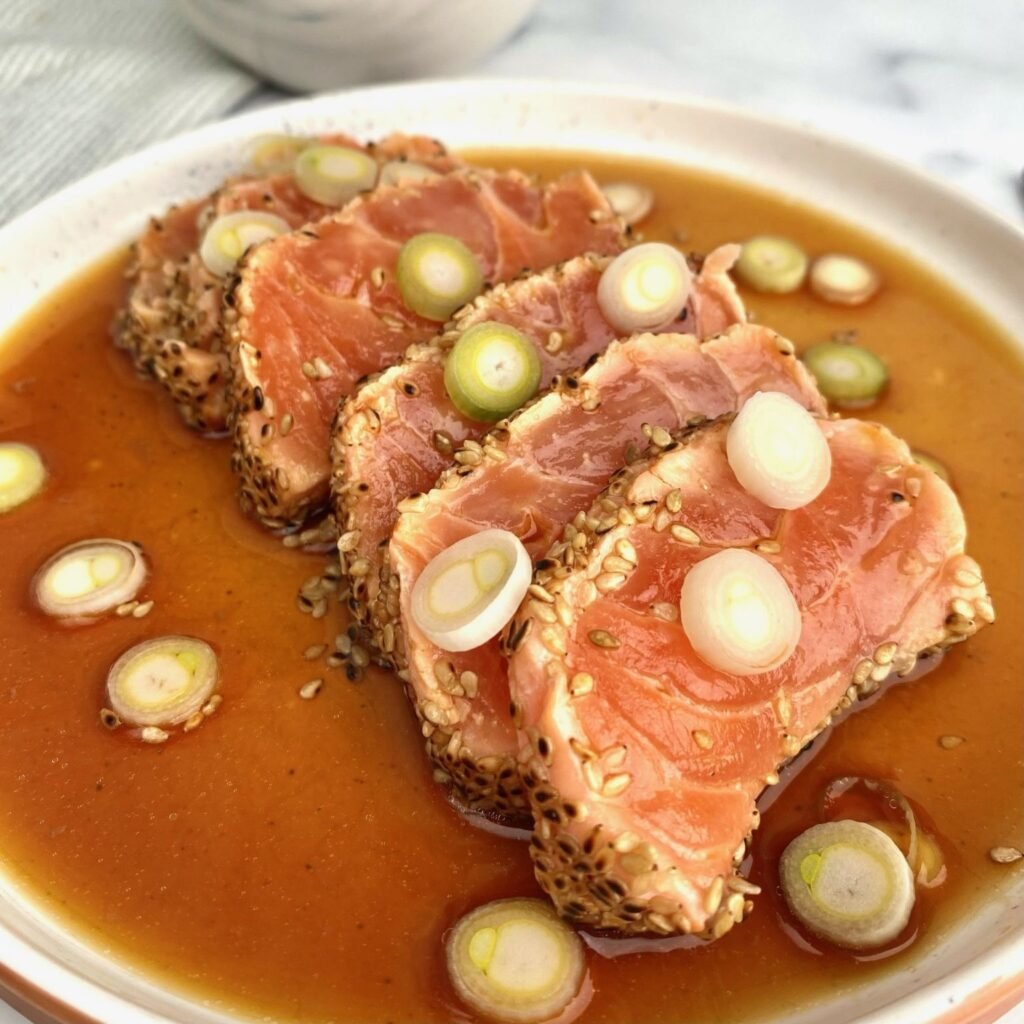Salmon Tataki with Soy and Lemon Juice